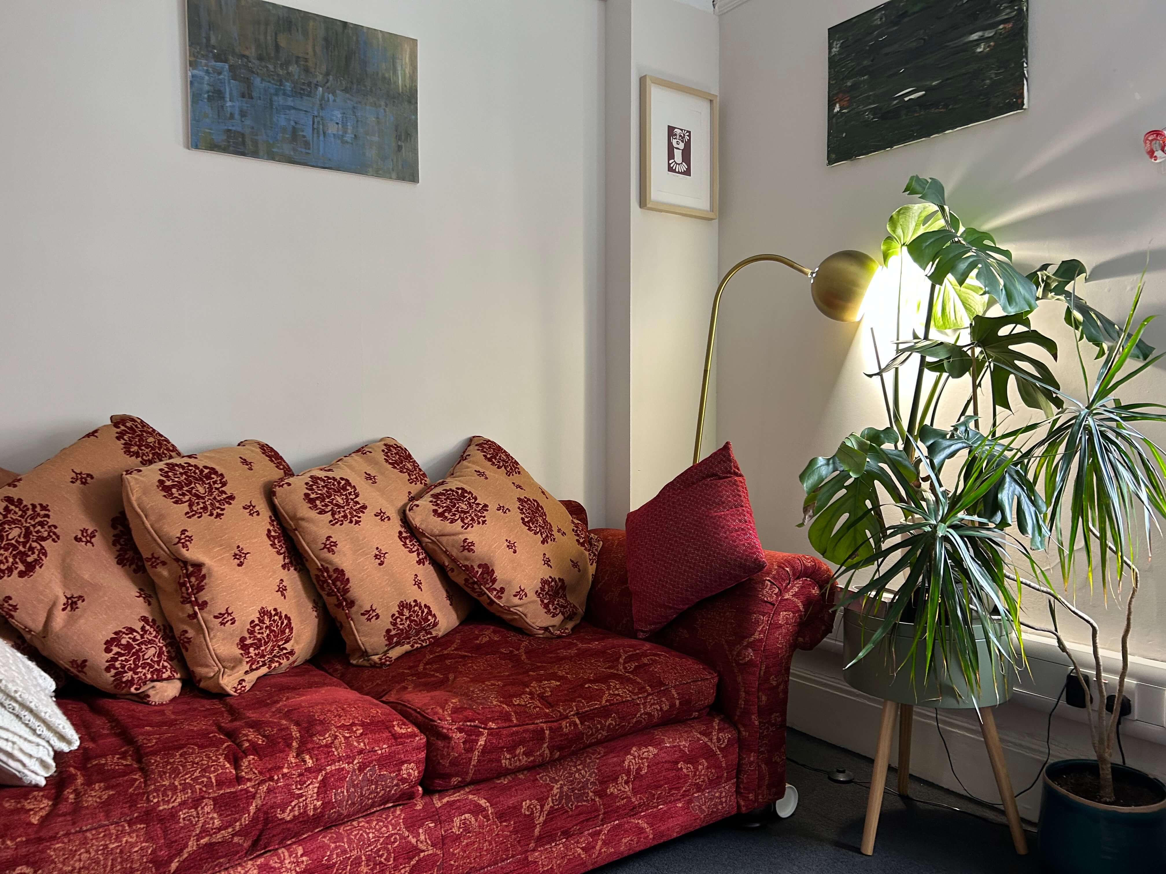 Therapy office space with comfortable seating